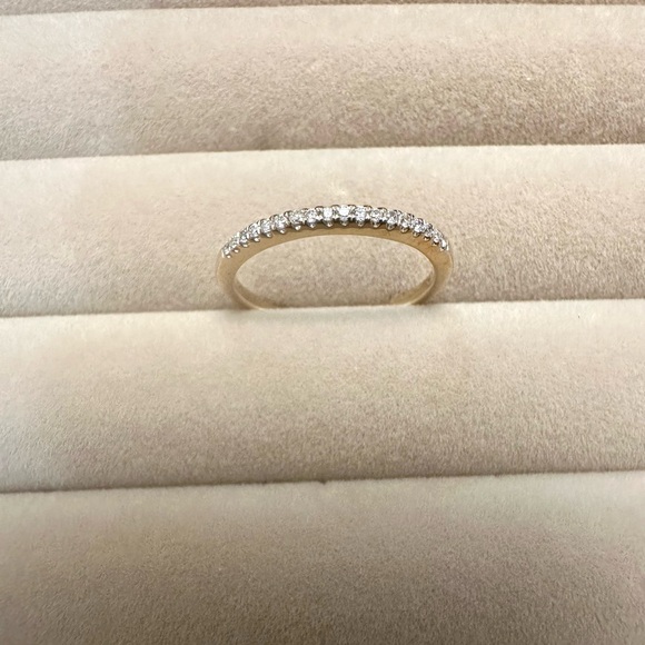 14k Solid Yellow Gold Pave Diamond Wedding Band - Picture 1 of 6